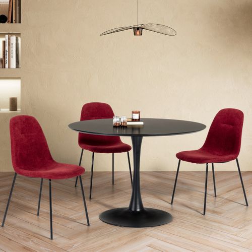 Table à Manger Ronde Noire D. 110 Cm - Lilo