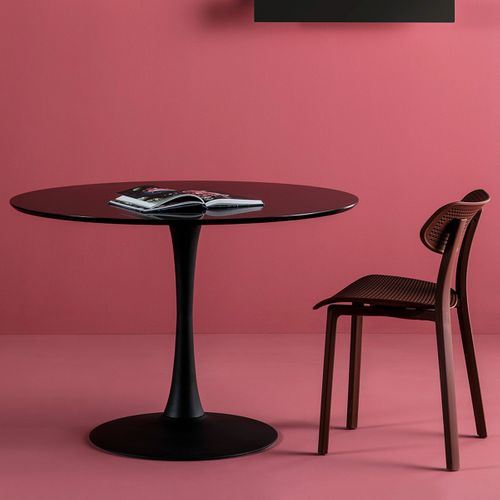 Table à Manger Ronde Noire D. 110 Cm - Lilo