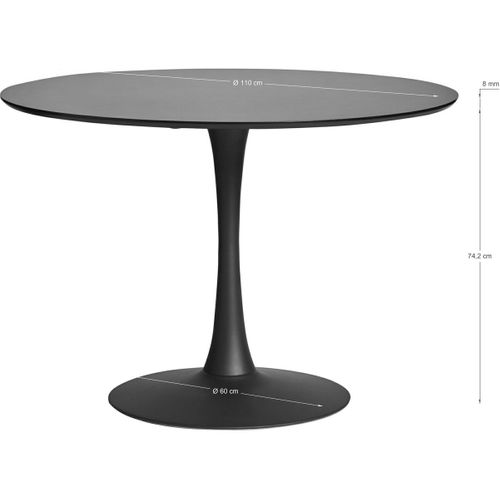Table à Manger Ronde Noire D. 110 Cm - Lilo