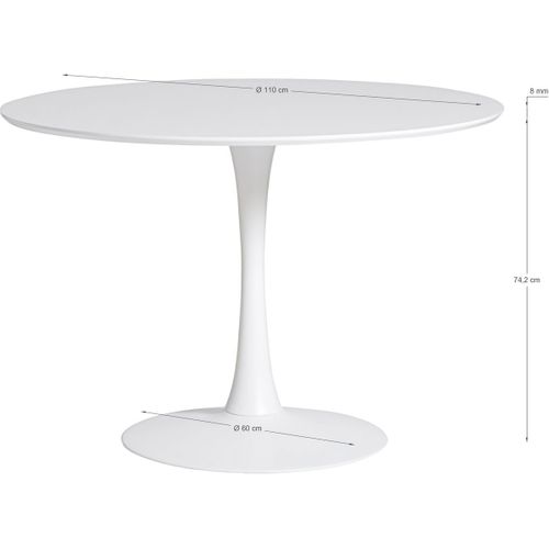 Table à Manger Ronde Blanche Ø 110 Cm - Lilo