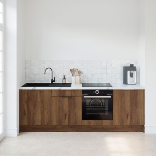 Meubles Bas De Cuisine - L. 245 Cm - Noyer Brun - Sierra