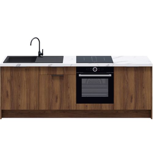 Meubles Bas De Cuisine - L. 245 Cm - Noyer Brun - Sierra
