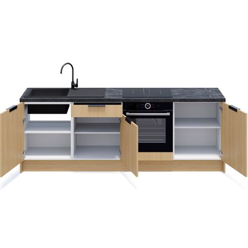 Meubles Bas De Cuisine - L. 245 Cm - Chêne Clair - Sierra