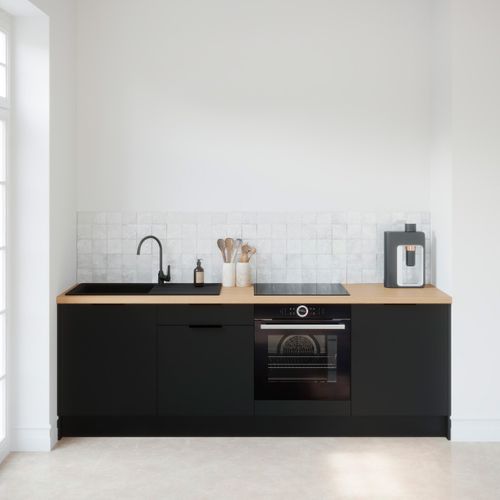 Meubles Bas De Cuisine - L. 245 Cm - Noir - Luzia