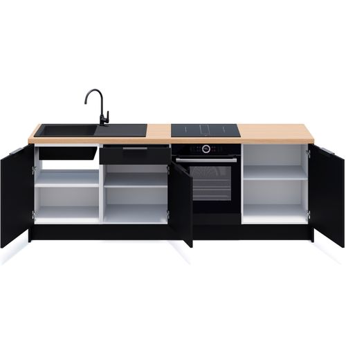 Meubles Bas De Cuisine - L. 245 Cm - Noir - Luzia