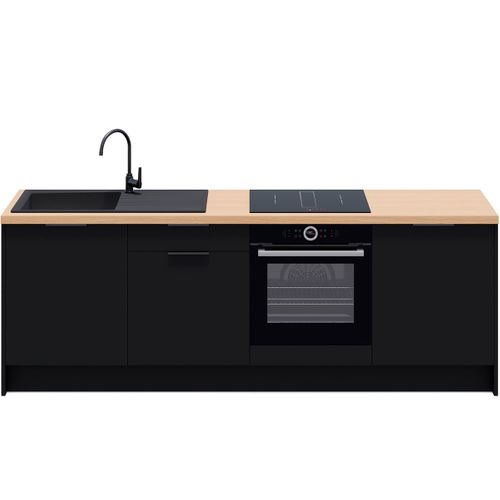 Meubles Bas De Cuisine - L. 245 Cm - Noir - Luzia