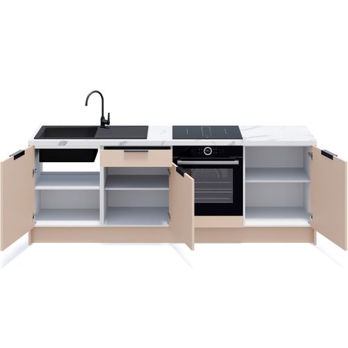 Meubles Bas De Cuisine - L. 245 Cm - Beige Cachemire - Luzia