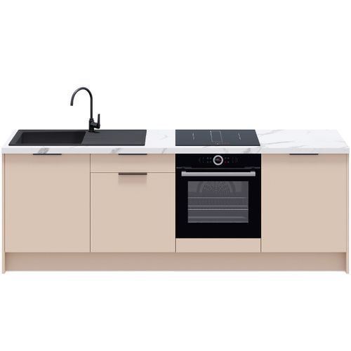Meubles Bas De Cuisine - L. 245 Cm - Beige Cachemire - Luzia