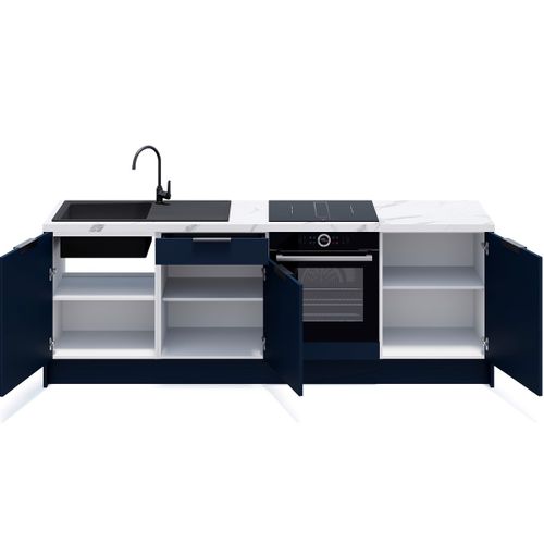 Meubles Bas De Cuisine - L. 245 Cm - Bleu Marine - Luzia