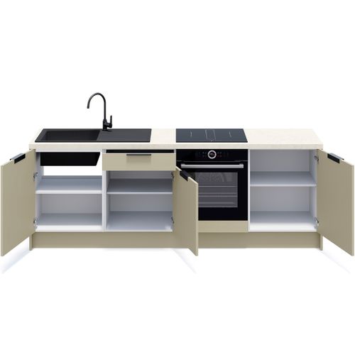 Meubles Bas De Cuisine - L. 245 Cm - Vert Sauge - Luzia