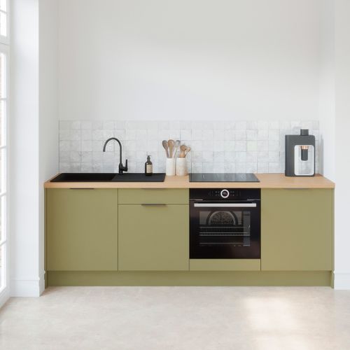 Meubles Bas De Cuisine - L. 245 Cm - Vert Olive - Luzia