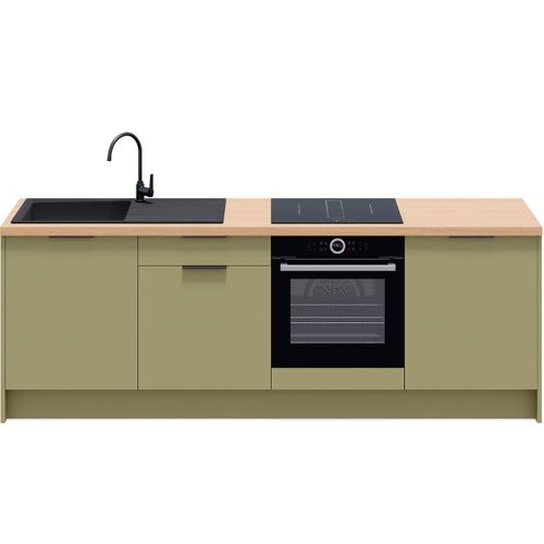 Meubles Bas De Cuisine - L. 245 Cm - Vert Olive - Luzia