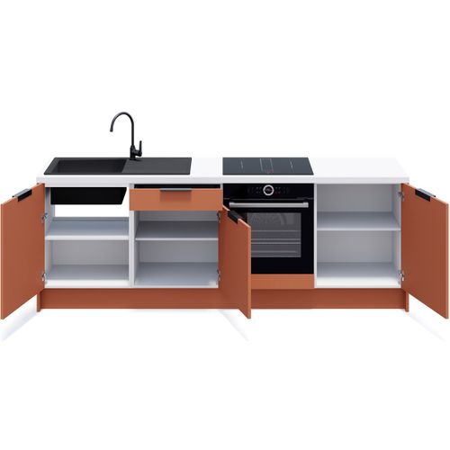Meubles Bas De Cuisine - L. 245 Cm - Terracotta - Luzia
