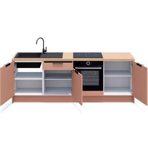 Meubles Bas De Cuisine - L. 245 Cm - Abricot - Luzia