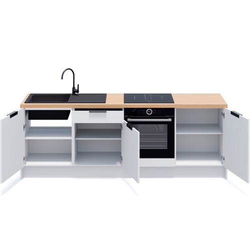 Meubles Bas De Cuisine - L. 245 Cm - Blanc - Luzia