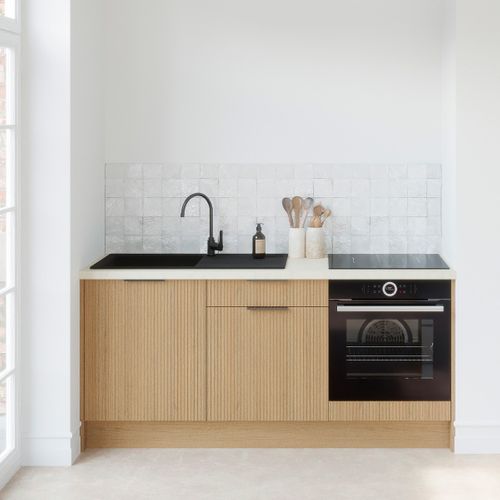 Meubles Bas De Cuisine - L. 185 Cm - Chêne Clair Cannelé - Sierra Mix