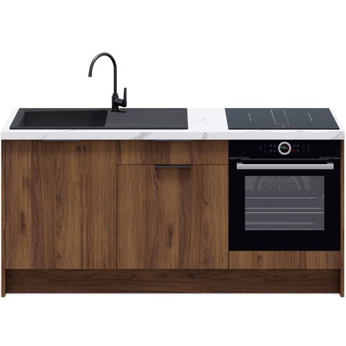 Meubles Bas De Cuisine - L. 185 Cm - Noyer Brun - Sierra