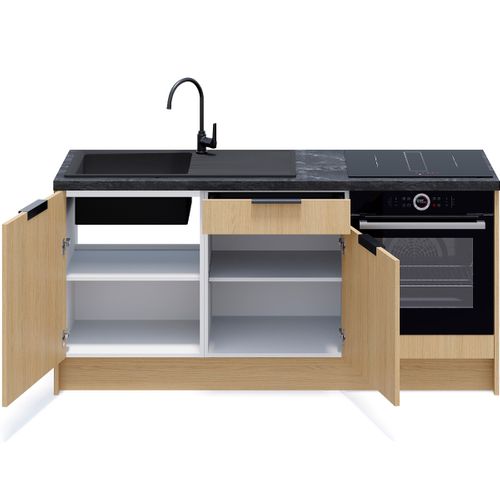 Meubles Bas De Cuisine - L. 185 Cm - Chêne Clair - Sierra