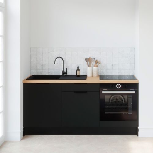 Meubles Bas De Cuisine - L. 185 Cm - Noir - Luzia