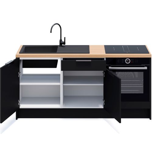 Meubles Bas De Cuisine - L. 185 Cm - Noir - Luzia
