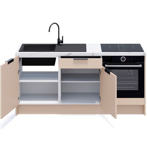 Meubles Bas De Cuisine - L. 185 Cm - Beige Cachemire - Luzia