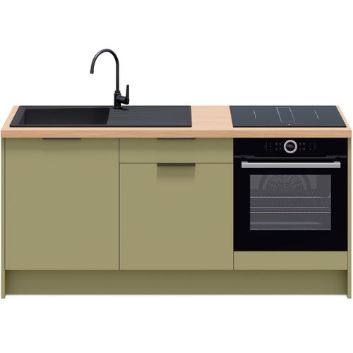 Meubles Bas De Cuisine - L. 185 Cm - Vert Olive - Luzia