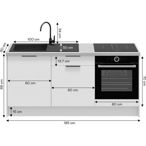 Meubles Bas De Cuisine - L. 185 Cm - Abricot - Luzia