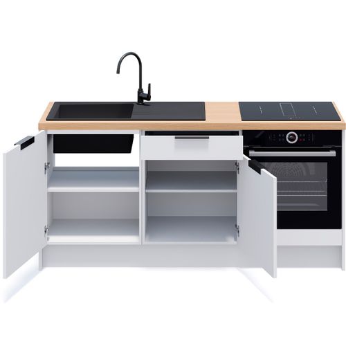 Meubles Bas De Cuisine - L. 185 Cm - Blanc - Luzia