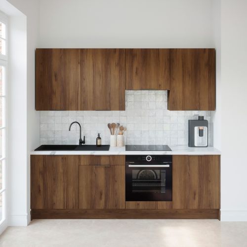 Ensemble De 8 Meubles De Cuisine - L. 245 Cm - Noyer Brun - Sierra
