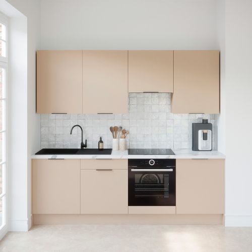 Ensemble De 8 Meubles De Cuisine - L. 245 Cm - Beige Cachemire - Luzia