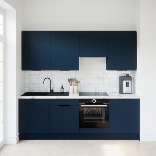 Ensemble De 8 Meubles De Cuisine - L. 245 Cm - Bleu Marine - Luzia