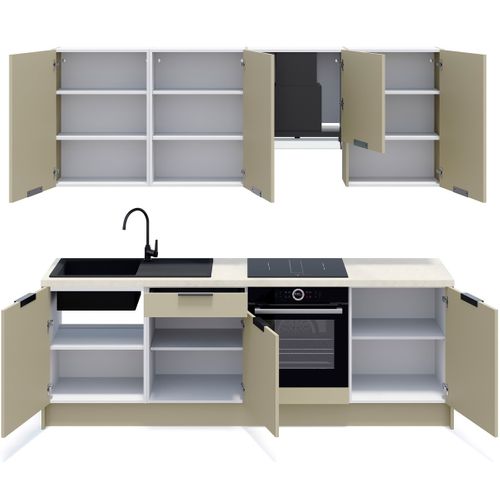 Ensemble De 8 Meubles De Cuisine - L. 245 Cm - Vert Sauge - Luzia