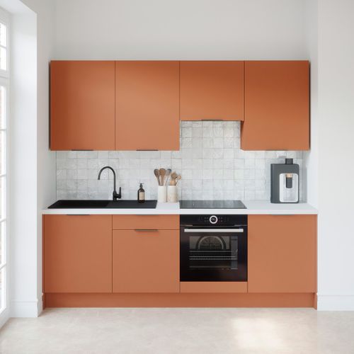 Ensemble De 8 Meubles De Cuisine - L. 245 Cm - Terracotta - Luzia