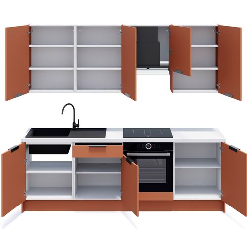 Ensemble De 8 Meubles De Cuisine - L. 245 Cm - Terracotta - Luzia