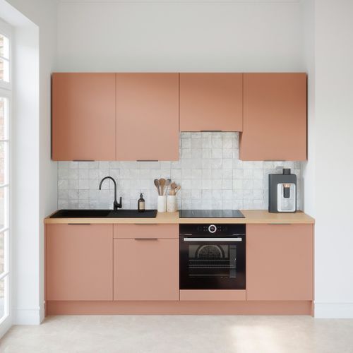 Ensemble De 8 Meubles De Cuisine - L. 245 Cm - Abricot - Luzia