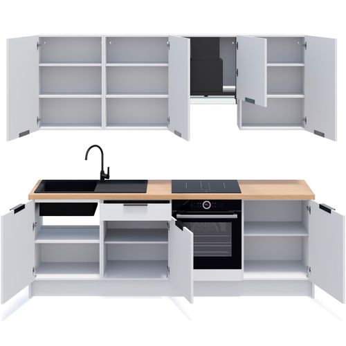 Ensemble De 8 Meubles De Cuisine - L. 245 Cm - Blanc - Luzia