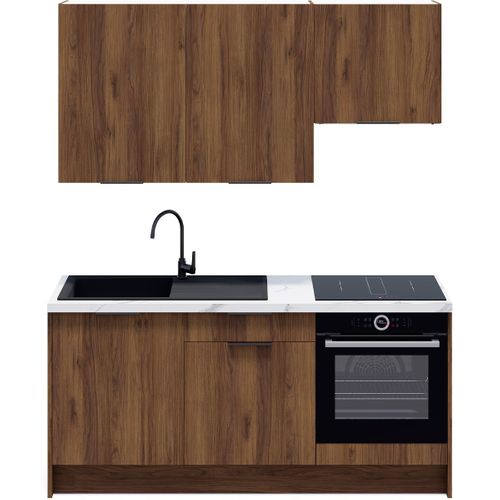 Ensemble De 6 Meubles De Cuisine - L. 185 Cm - Noyer Brun - Sierra