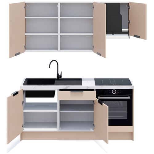 Ensemble De 6 Meubles De Cuisine - L. 185 Cm - Beige Cachemire - Luzia