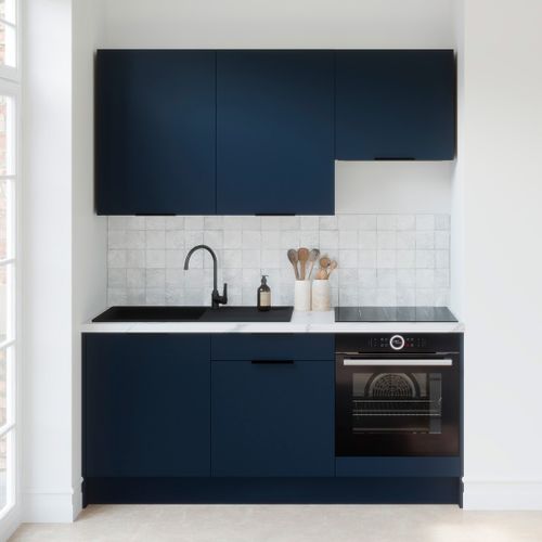 Ensemble De 6 Meubles De Cuisine - L. 185 Cm - Bleu Marine - Luzia