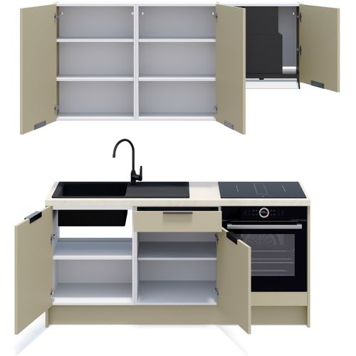 Ensemble De 6 Meubles De Cuisine - L. 185 Cm - Vert Sauge - Luzia