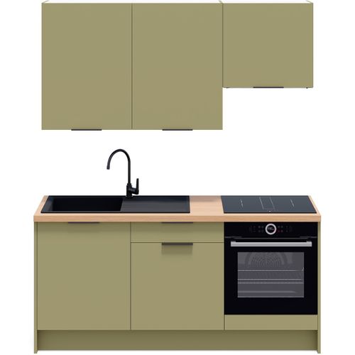 Ensemble De 6 Meubles De Cuisine - L. 185 Cm - Vert Olive - Luzia