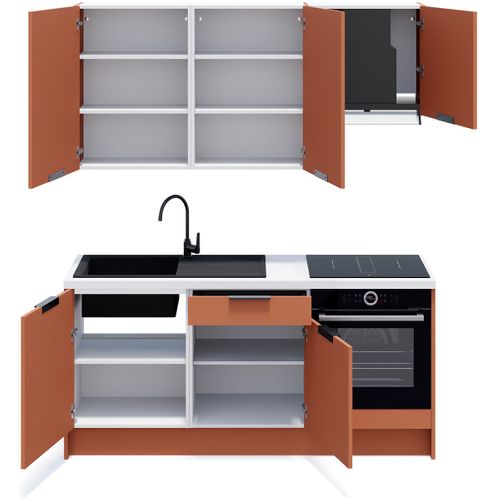 Ensemble De 6 Meubles De Cuisine - L. 185 Cm - Terracotta - Luzia