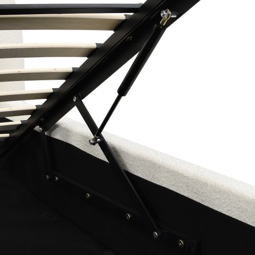 Lit Coffre Adulte 180x200 Cm Avec Tête De Lit Matelassée En Tissu Bouclé Beige - Madisson