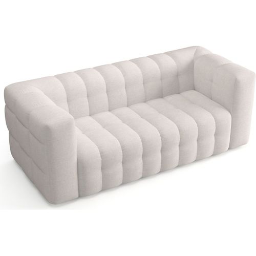 Canapé Capitonné 3 Places En Tissu Chenille Beige - Cester