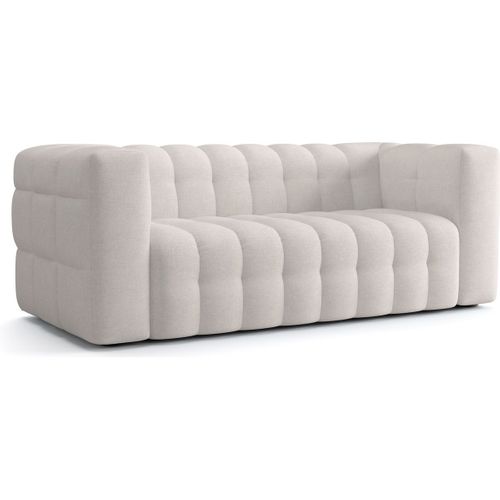 Canapé Capitonné 3 Places En Tissu Chenille Beige - Cester