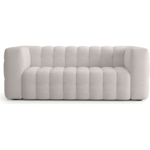 Canapé Capitonné 3 Places En Tissu Chenille Beige - Cester