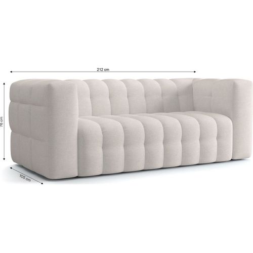 Canapé Capitonné 3 Places En Tissu Chenille Beige - Cester