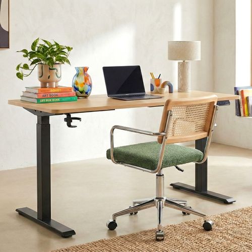 Bureau Assis-debout Électrique Réglable 72-120 Cm Avec Ports USB - Effet Bois - Upetdown