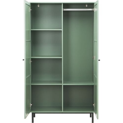 Armoire 2 Portes Vert Et Cannage 100 Cm - Luma