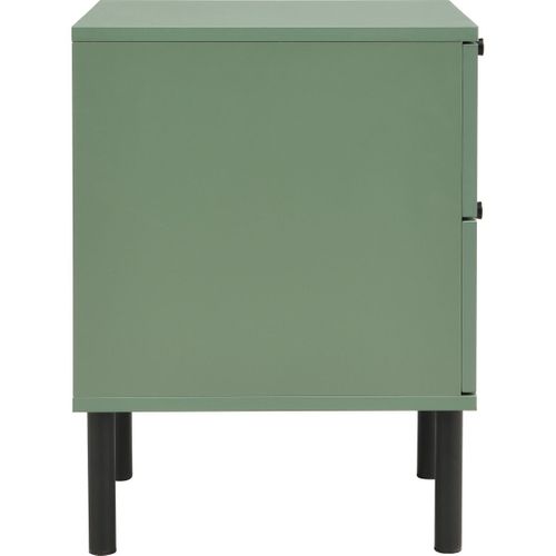 Table De Chevet 2 Tiroirs Vert Et Cannage 40 Cm - Luma